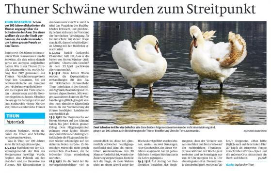Artikel Historisches Thuner Tagblatt 15. Mai 2012